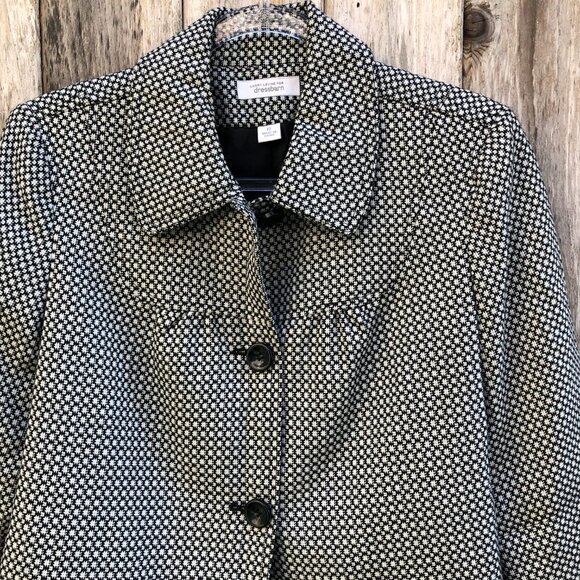 Vintage Larry Levine Black White Suit Jacket Size 12 - Picture 3 of 8